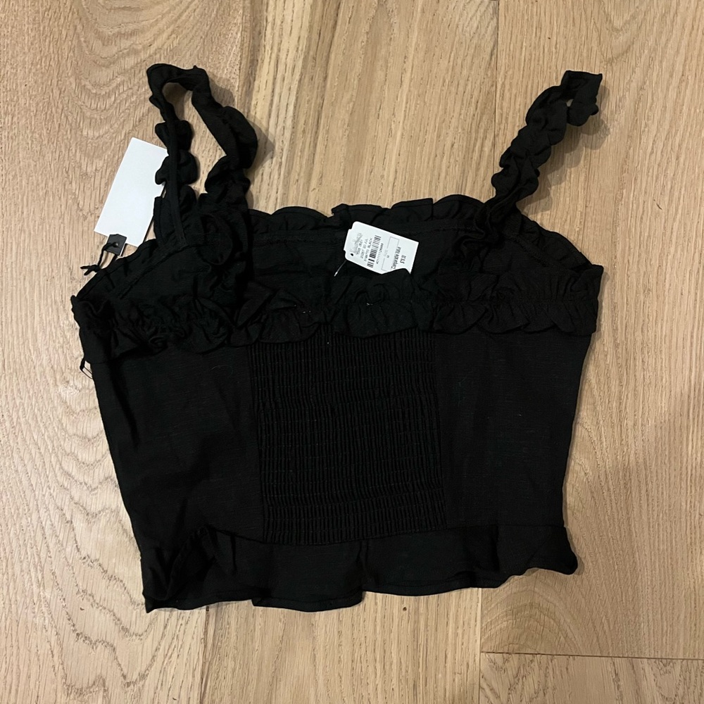 NWT! ASTR Black Crop Top Button Down Tank Size Medium
